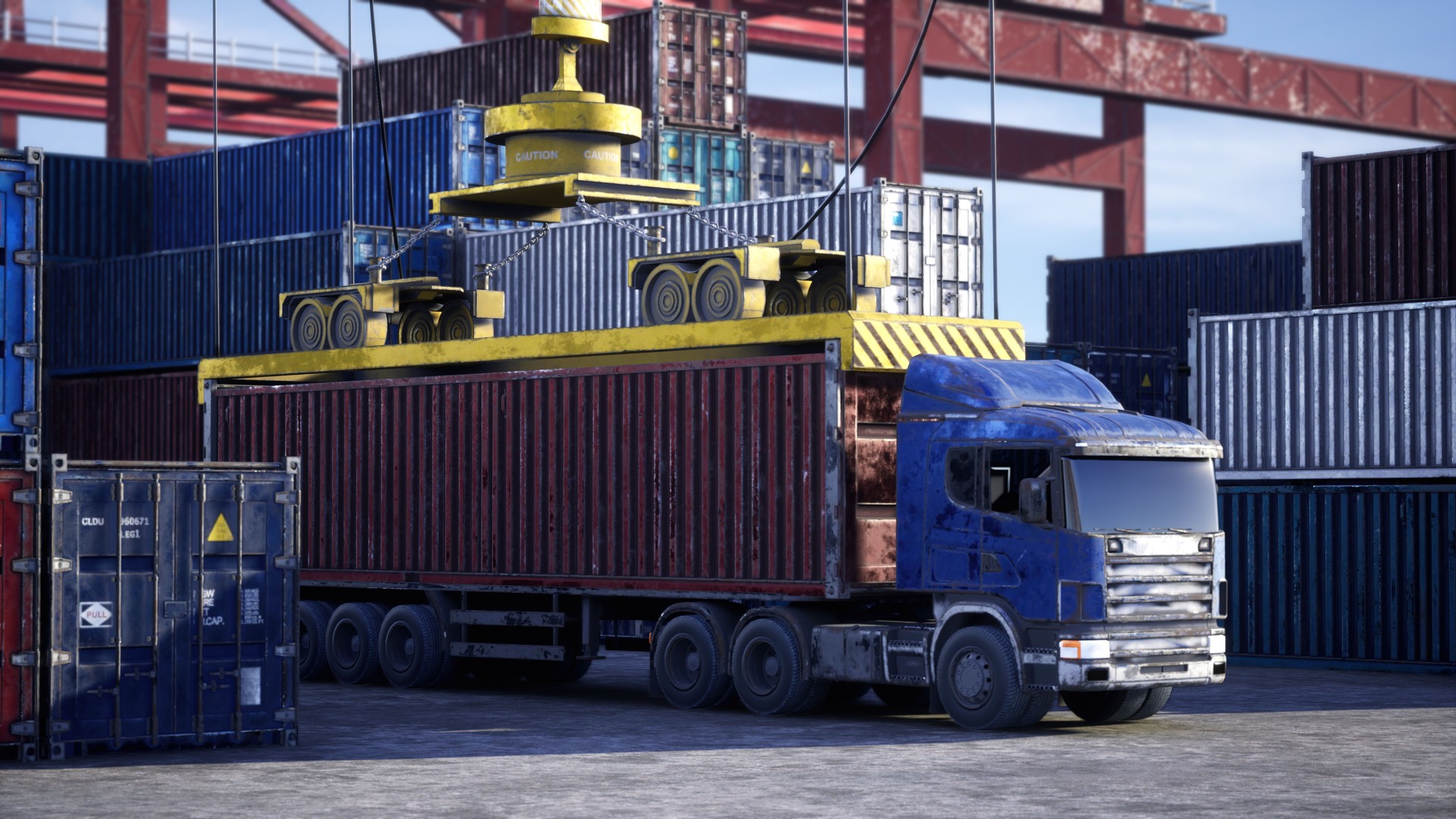 Logística Empresarial Importación Y Exportación Transporte De Carga Por Buque Contenedor, Carga De Contenedor En Camión